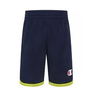 Champion Boys Athletic Shorts in Navy Blue Retro Neon Green/Yellow Trim Size 3T